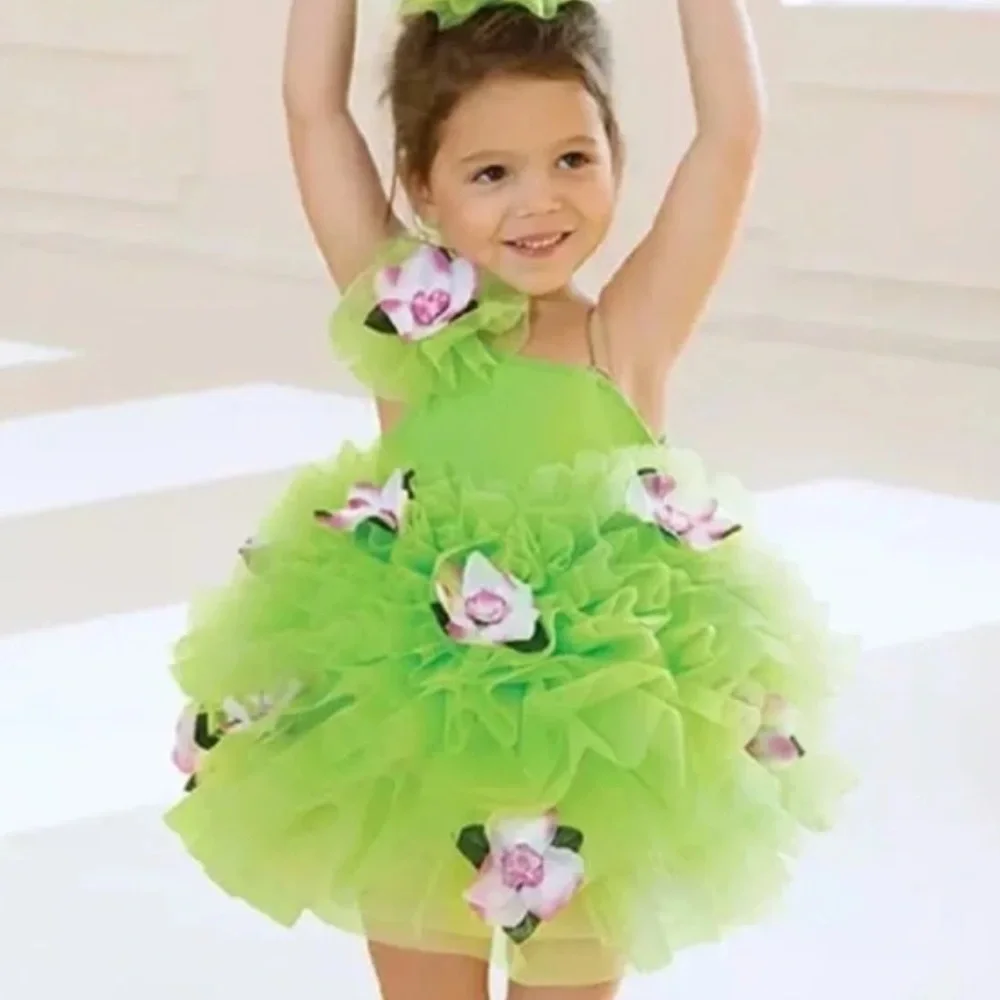 Revolution Ruffle Lime Green Flower Leotard Dance Dress Fairy‎ Princess Costume